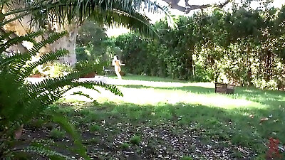 teen sex slave roughly fucked in the backyard