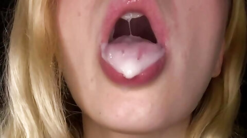 teen blowjob, lots of cum in mouth