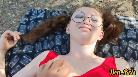 Cute Schoolgirl With Glasses Gives Blowjob And Sex On The Old Road To Get Of Cum On Fa