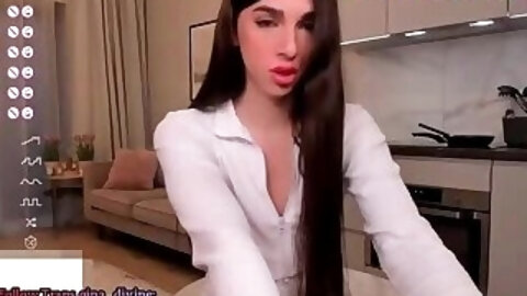 skinny Ukraine teen shemale masturbates on webcam