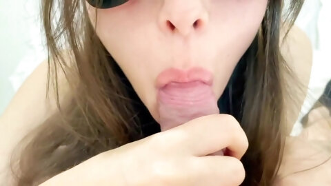 Girlfriend Gives Sloppy Close Up Blowjob - Cum In Mouth